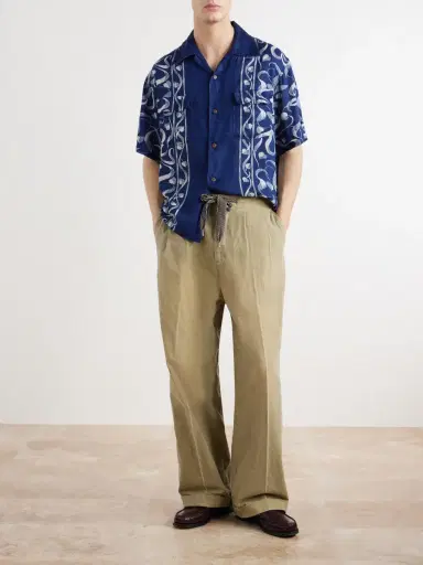 KAPITAL Easy Straight-Leg Pleated Cotton-Canvas Trousers - Men | Thumbnail 2 KAPITAL Easy Straight-Leg Pleated Cotton-Canvas Trousers - Men | Thumbnail 2