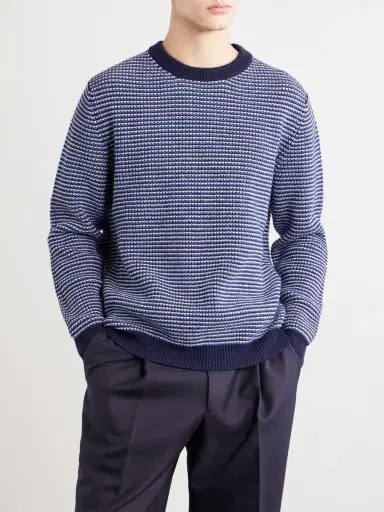 Lardini Striped Wool and Cashmere-Blend Sweater - Men | Thumbnail 3 Lardini Striped Wool and Cashmere-Blend Sweater - Men | Thumbnail 3