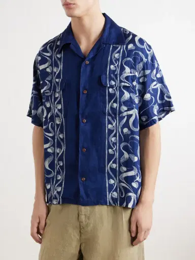 KAPITAL Okura Camp-Collar Printed Linen Shirt - Men | Thumbnail 3 KAPITAL Okura Camp-Collar Printed Linen Shirt - Men | Thumbnail 3