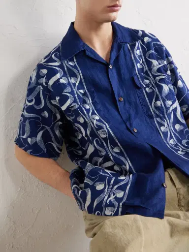 KAPITAL Okura Camp-Collar Printed Linen Shirt - Men | Thumbnail 5 KAPITAL Okura Camp-Collar Printed Linen Shirt - Men | Thumbnail 5