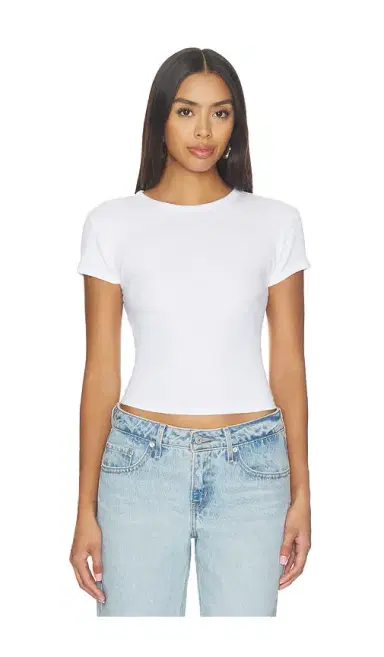 perfectwhitetee Maci Recycled Cotton Rib Crew Neck Tee | Thumbnail 1 perfectwhitetee Maci Recycled Cotton Rib Crew Neck Tee | Thumbnail 1