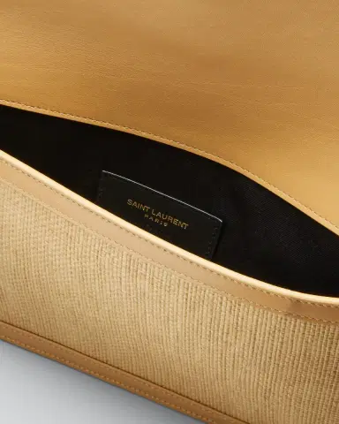 Saint Laurent Uptown Micro Raffia/Leather Envelope Flap Pouch Wallet | Thumbnail 4 Saint Laurent Uptown Micro Raffia/Leather Envelope Flap Pouch Wallet | Thumbnail 4