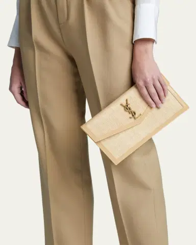 Saint Laurent Uptown Micro Raffia/Leather Envelope Flap Pouch Wallet | Thumbnail 6 Saint Laurent Uptown Micro Raffia/Leather Envelope Flap Pouch Wallet | Thumbnail 6