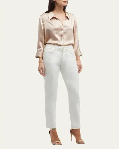 L'Agence Dani Silk Satin 3/4-Sleeve Button-Down Blouse | Thumbnail 2 L'Agence Dani Silk Satin 3/4-Sleeve Button-Down Blouse | Thumbnail 2