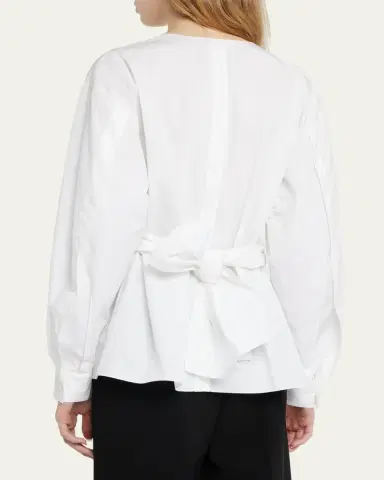 Lafayette 148 New York Stretch Cotton Wrap Blouse | Thumbnail 3 Lafayette 148 New York Stretch Cotton Wrap Blouse | Thumbnail 3