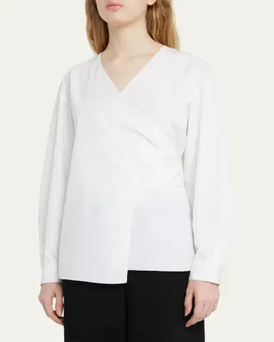 Lafayette 148 New York Stretch Cotton Wrap Blouse | Thumbnail 4 Lafayette 148 New York Stretch Cotton Wrap Blouse | Thumbnail 4