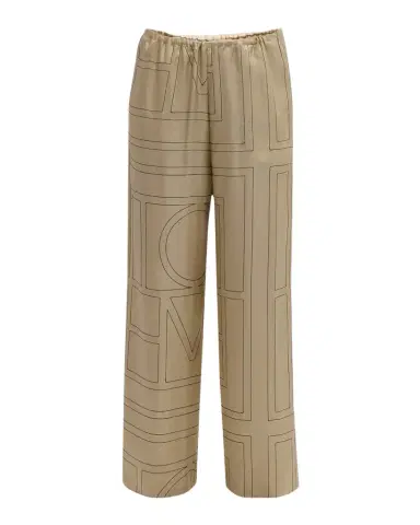 TOTEME Monogram-Embroidered Silk Pajama Pants | Thumbnail 1 TOTEME Monogram-Embroidered Silk Pajama Pants | Thumbnail 1