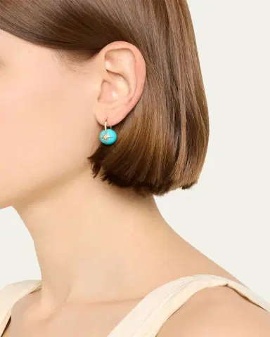 Sydney Evan Starburst Turquoise Bead Earrings with Diamonds | Thumbnail 2 Sydney Evan Starburst Turquoise Bead Earrings with Diamonds | Thumbnail 2