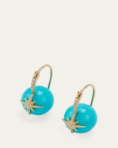 Sydney Evan Starburst Turquoise Bead Earrings with Diamonds | Thumbnail 3 Sydney Evan Starburst Turquoise Bead Earrings with Diamonds | Thumbnail 3