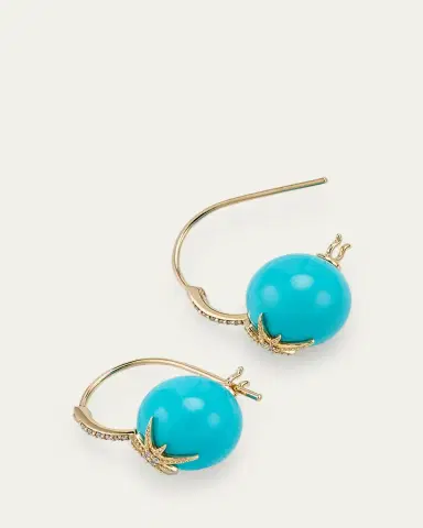 Sydney Evan Starburst Turquoise Bead Earrings with Diamonds | Thumbnail 4 Sydney Evan Starburst Turquoise Bead Earrings with Diamonds | Thumbnail 4