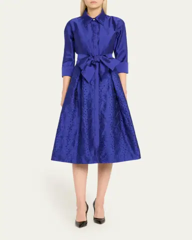 Rickie Freeman for Teri Jon Taffeta Shirt Dress w/ Eyelet Skirt | Thumbnail 2 Rickie Freeman for Teri Jon Taffeta Shirt Dress w/ Eyelet Skirt | Thumbnail 2