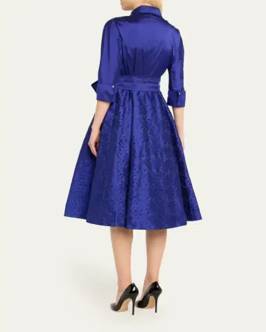 Rickie Freeman for Teri Jon Taffeta Shirt Dress w/ Eyelet Skirt | Thumbnail 3 Rickie Freeman for Teri Jon Taffeta Shirt Dress w/ Eyelet Skirt | Thumbnail 3