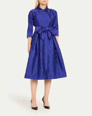 Rickie Freeman for Teri Jon Taffeta Shirt Dress w/ Eyelet Skirt | Thumbnail 4 Rickie Freeman for Teri Jon Taffeta Shirt Dress w/ Eyelet Skirt | Thumbnail 4