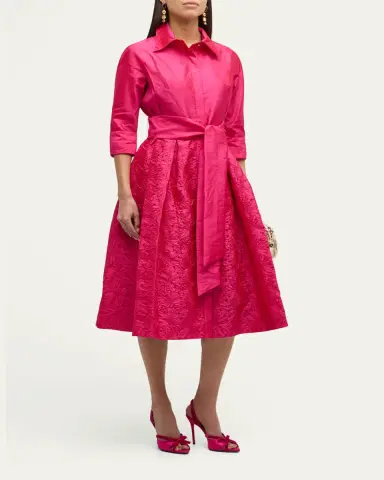 Rickie Freeman for Teri Jon Taffeta Shirt Dress w/ Eyelet Skirt | Thumbnail 6 Rickie Freeman for Teri Jon Taffeta Shirt Dress w/ Eyelet Skirt | Thumbnail 6
