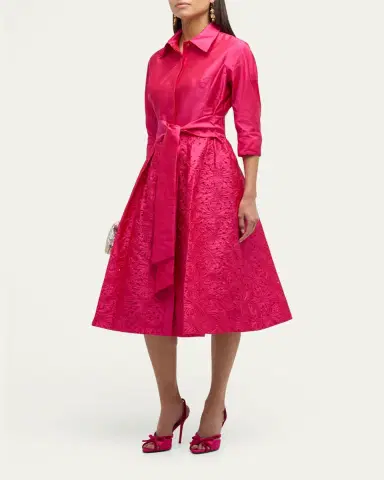 Rickie Freeman for Teri Jon Taffeta Shirt Dress w/ Eyelet Skirt | Thumbnail 7 Rickie Freeman for Teri Jon Taffeta Shirt Dress w/ Eyelet Skirt | Thumbnail 7