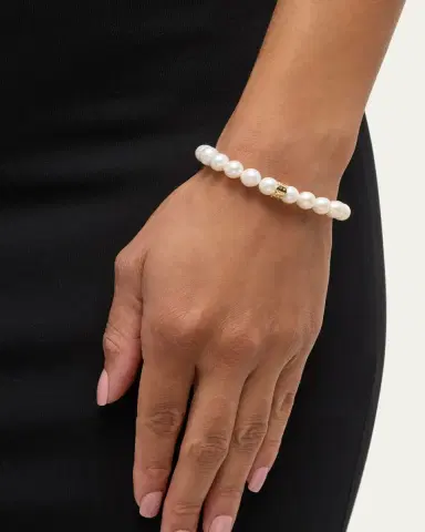 Sydney Evan 8mm Pure Happy Face Rondelle on Pearl Bracelet | Thumbnail 2 Sydney Evan 8mm Pure Happy Face Rondelle on Pearl Bracelet | Thumbnail 2