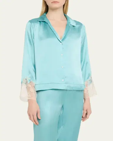 Josie Natori Lolita Cropped Lace-Trim Charmeuse Pajama Set | Thumbnail 12 Josie Natori Lolita Cropped Lace-Trim Charmeuse Pajama Set | Thumbnail 12