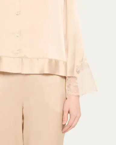 Josie Natori Lolita Cropped Lace-Trim Charmeuse Pajama Set | Thumbnail 5 Josie Natori Lolita Cropped Lace-Trim Charmeuse Pajama Set | Thumbnail 5