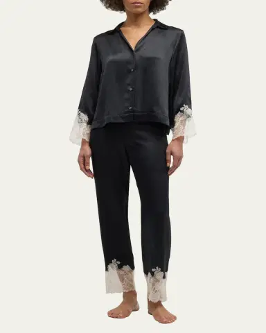 Josie Natori Lolita Cropped Lace-Trim Charmeuse Pajama Set | Thumbnail 6 Josie Natori Lolita Cropped Lace-Trim Charmeuse Pajama Set | Thumbnail 6