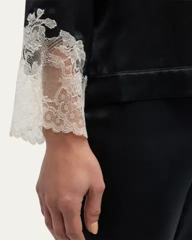 Josie Natori Lolita Cropped Lace-Trim Charmeuse Pajama Set | Thumbnail 9 Josie Natori Lolita Cropped Lace-Trim Charmeuse Pajama Set | Thumbnail 9