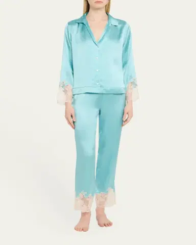 Josie Natori Lolita Cropped Lace-Trim Charmeuse Pajama Set | Thumbnail 10 Josie Natori Lolita Cropped Lace-Trim Charmeuse Pajama Set | Thumbnail 10