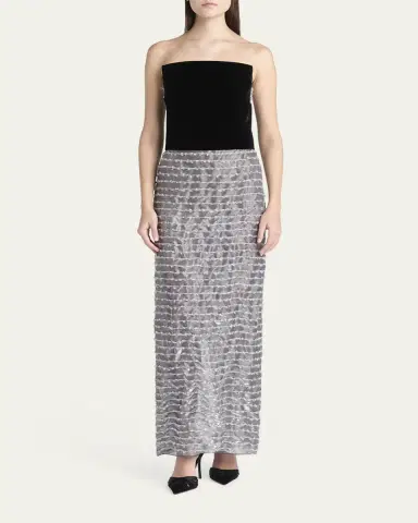 Giorgio Armani Strapless Velvet Bustier Iridescent Textured Silk Gown | Thumbnail 2 Giorgio Armani Strapless Velvet Bustier Iridescent Textured Silk Gown | Thumbnail 2
