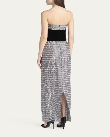 Giorgio Armani Strapless Velvet Bustier Iridescent Textured Silk Gown | Thumbnail 3 Giorgio Armani Strapless Velvet Bustier Iridescent Textured Silk Gown | Thumbnail 3
