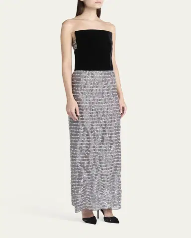 Giorgio Armani Strapless Velvet Bustier Iridescent Textured Silk Gown | Thumbnail 4 Giorgio Armani Strapless Velvet Bustier Iridescent Textured Silk Gown | Thumbnail 4