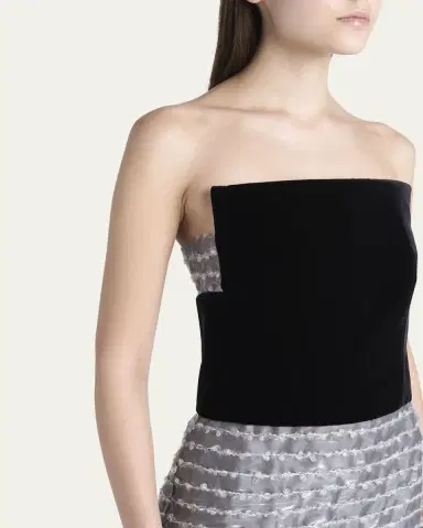 Giorgio Armani Strapless Velvet Bustier Iridescent Textured Silk Gown | Thumbnail 5 Giorgio Armani Strapless Velvet Bustier Iridescent Textured Silk Gown | Thumbnail 5