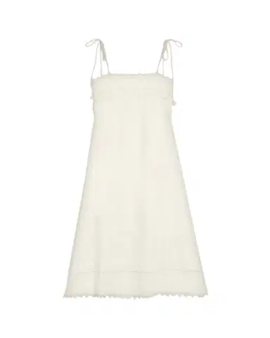Valentino Garavani Lace-Trimmed Linen Sleeveless Midi Dress | Thumbnail 1 Valentino Garavani Lace-Trimmed Linen Sleeveless Midi Dress | Thumbnail 1