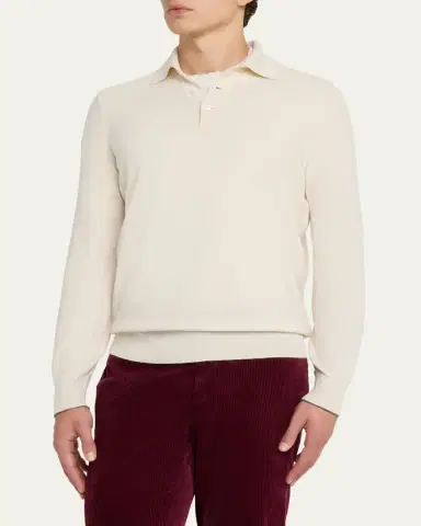 Brunello Cucinelli Men's Premium Cashmere Polo Sweater | Thumbnail 8 Brunello Cucinelli Men's Premium Cashmere Polo Sweater | Thumbnail 8
