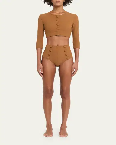 Lisa Marie Fernandez Crepe Cropped Cardigan | Thumbnail 2 Lisa Marie Fernandez Crepe Cropped Cardigan | Thumbnail 2