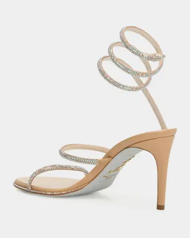 Rene Caovilla 80mm Cleo Embellished Leather Snake-Wrap Sandals | Thumbnail 2 Rene Caovilla 80mm Cleo Embellished Leather Snake-Wrap Sandals | Thumbnail 2