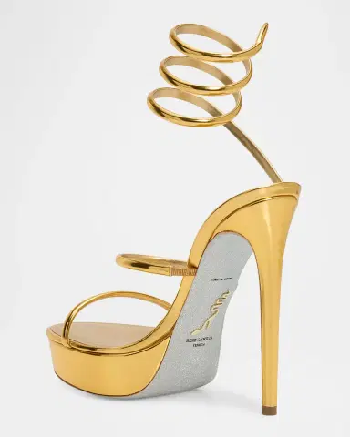 Rene Caovilla 130mm Metallic Leather Platform Snake-Wrap Sandals | Thumbnail 2 Rene Caovilla 130mm Metallic Leather Platform Snake-Wrap Sandals | Thumbnail 2