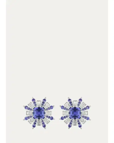 Paul Morelli Platinum Blue Sapphire and Diamond Ray Earrings | Thumbnail 1 Paul Morelli Platinum Blue Sapphire and Diamond Ray Earrings | Thumbnail 1