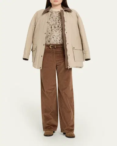 Brunello Cucinelli Leather-Collar Padded Cotton Techno Car Coat | Thumbnail 2 Brunello Cucinelli Leather-Collar Padded Cotton Techno Car Coat | Thumbnail 2