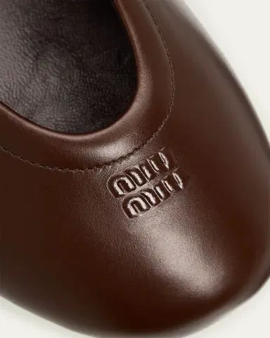 Miu Miu Logo Leather Ballerina Flats | Thumbnail 5 Miu Miu Logo Leather Ballerina Flats | Thumbnail 5