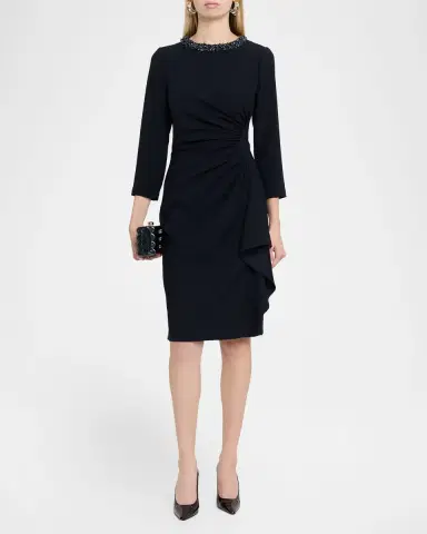 Rickie Freeman for Teri Jon Beaded Draped Crepe Dress | Thumbnail 2 Rickie Freeman for Teri Jon Beaded Draped Crepe Dress | Thumbnail 2