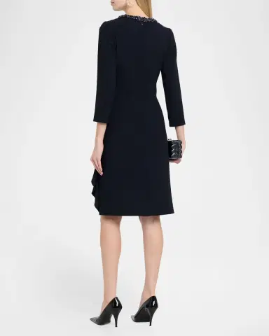 Rickie Freeman for Teri Jon Beaded Draped Crepe Dress | Thumbnail 3 Rickie Freeman for Teri Jon Beaded Draped Crepe Dress | Thumbnail 3