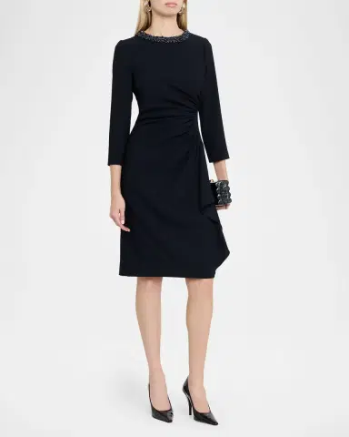 Rickie Freeman for Teri Jon Beaded Draped Crepe Dress | Thumbnail 4 Rickie Freeman for Teri Jon Beaded Draped Crepe Dress | Thumbnail 4