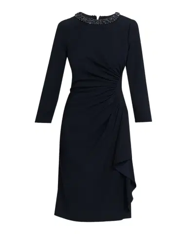 Rickie Freeman for Teri Jon Beaded Draped Crepe Dress | Thumbnail 1 Rickie Freeman for Teri Jon Beaded Draped Crepe Dress | Thumbnail 1
