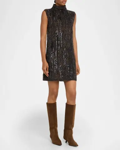Brunello Cucinelli Sequined Boucle Knit Sleeveless Mini Dress | Thumbnail 4 Brunello Cucinelli Sequined Boucle Knit Sleeveless Mini Dress | Thumbnail 4