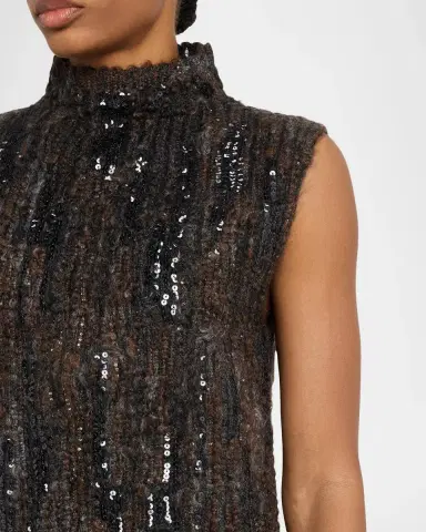 Brunello Cucinelli Sequined Boucle Knit Sleeveless Mini Dress | Thumbnail 5 Brunello Cucinelli Sequined Boucle Knit Sleeveless Mini Dress | Thumbnail 5