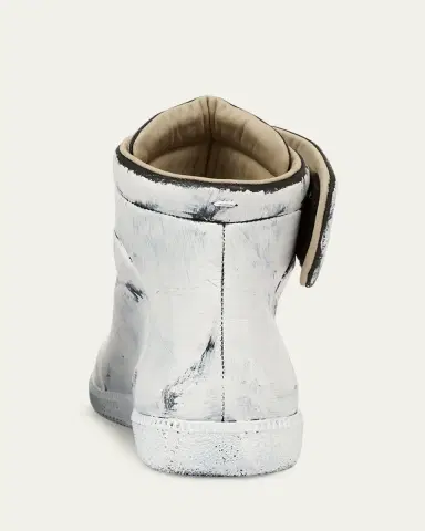 Maison Margiela Men's Future Bianchetto Leather Mid-Top Sneakers | Thumbnail 3 Maison Margiela Men's Future Bianchetto Leather Mid-Top Sneakers | Thumbnail 3