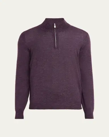 Brunello Cucinelli Men's Cashmere-Blend Quarter-Zip Sweater | Thumbnail 11 Brunello Cucinelli Men's Cashmere-Blend Quarter-Zip Sweater | Thumbnail 11