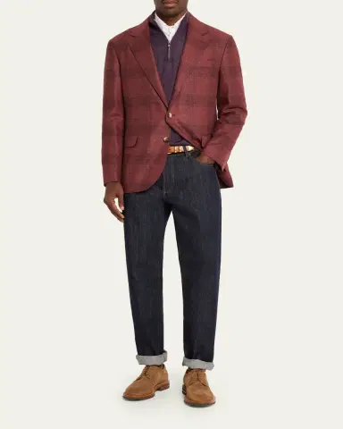 Brunello Cucinelli Men's Cashmere-Blend Quarter-Zip Sweater | Thumbnail 12 Brunello Cucinelli Men's Cashmere-Blend Quarter-Zip Sweater | Thumbnail 12
