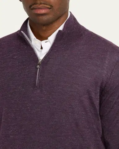 Brunello Cucinelli Men's Cashmere-Blend Quarter-Zip Sweater | Thumbnail 15 Brunello Cucinelli Men's Cashmere-Blend Quarter-Zip Sweater | Thumbnail 15