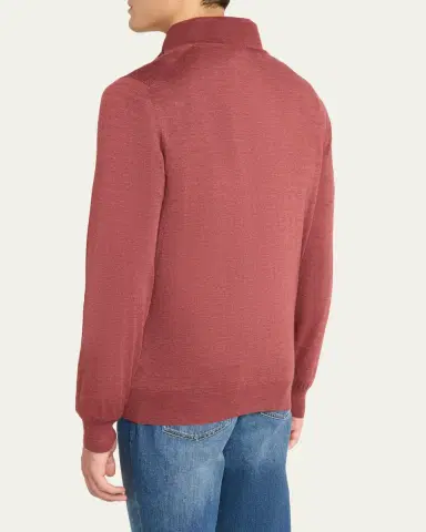 Brunello Cucinelli Men's Cashmere-Blend Quarter-Zip Sweater | Thumbnail 3 Brunello Cucinelli Men's Cashmere-Blend Quarter-Zip Sweater | Thumbnail 3