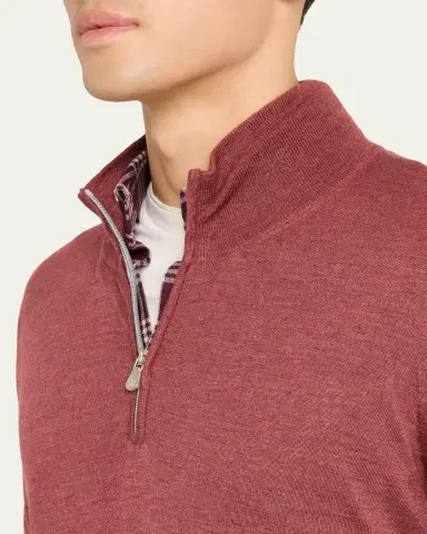 Brunello Cucinelli Men's Cashmere-Blend Quarter-Zip Sweater | Thumbnail 5 Brunello Cucinelli Men's Cashmere-Blend Quarter-Zip Sweater | Thumbnail 5