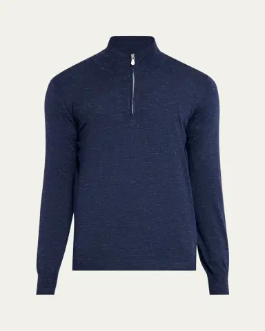 Brunello Cucinelli Men's Cashmere-Blend Quarter-Zip Sweater | Thumbnail 6 Brunello Cucinelli Men's Cashmere-Blend Quarter-Zip Sweater | Thumbnail 6